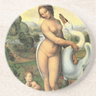 Leda en de Swan door Leonardo da Vinci Zandsteen Onderzetter