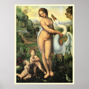 Leda en de zwaan door Leonardo da Vinci Poster