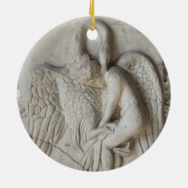 Leda en de zwaan keramisch ornament