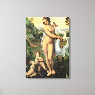 Leda en de Zwaan van Leonardo da Vinci Canvas Afdruk