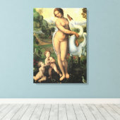 Leda en de Zwaan van Leonardo da Vinci Canvas Afdruk (Insitu (Houten vloer))