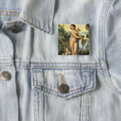 Leda en de Zwaan van Leonardo da Vinci Vierkante Button 5,1 Cm (In situ)