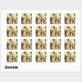 Leda en de Zwaan van Leonardo da Vinci Vierkante Sticker (Vel)