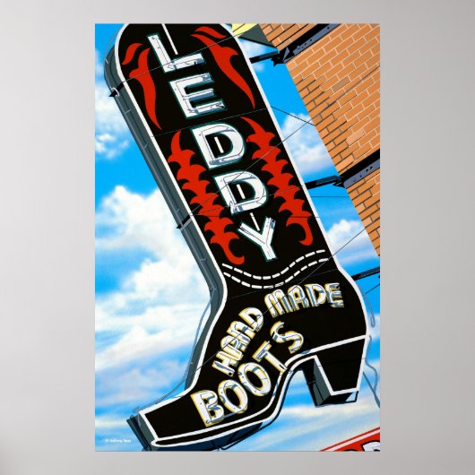 Leddy Boots Store Retro Neon Sign Poster (Voorkant)