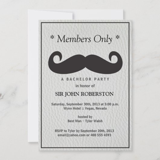 Leden Only Bachelor Party Nep Leer Kaart (Voorkant)