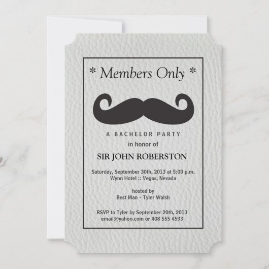 Leden Only Bachelorfeest Nep Leer Kaart (Voorkant)