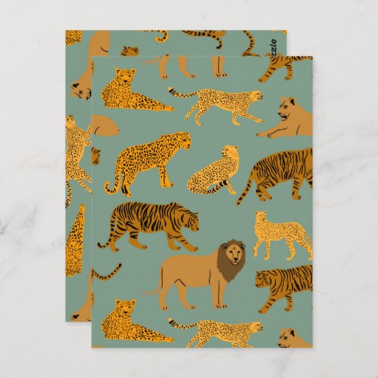 Leden-, tijger- en luipatroon briefkaart (Voorkant / Achterkant)