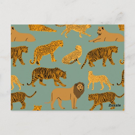 Leden-, tijger- en luipatroon briefkaart (Achterkant)