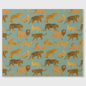 Leden-, tijger- en luipatroon cadeaupapier (Vlak)