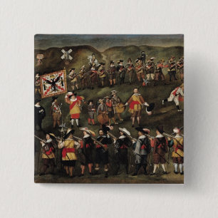 Leden van de Broederschap St. Barbara Vierkante Button 5,1 Cm