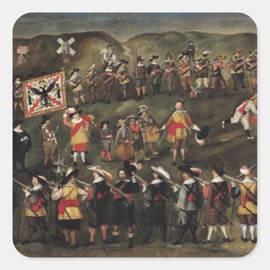 Leden van de Broederschap St. Barbara Vierkante Sticker (Voorkant)