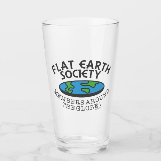 Leden van de Flat Earth Society rond de Wereldbol Glas (Voorkant)