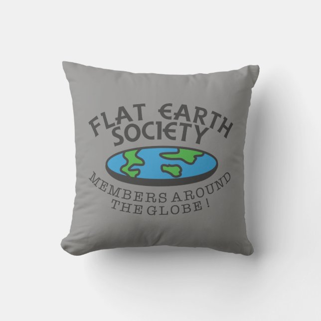 Leden van de Flat Earth Society rond de Wereldbol Kussen (Voorkant)