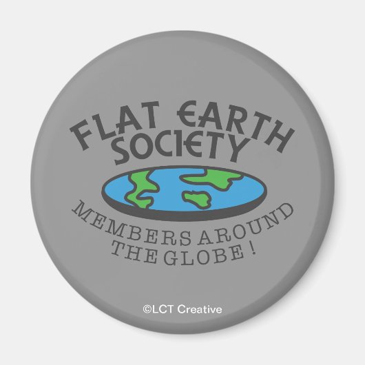 Leden van de Flat Earth Society rond de Wereldbol Magneet (Voorkant)