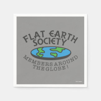 Leden van de Flat Earth Society rond de Wereldbol Servet