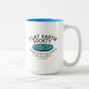 Leden van de Flat Earth Society rond de Wereldbol Tweekleurige Koffiemok