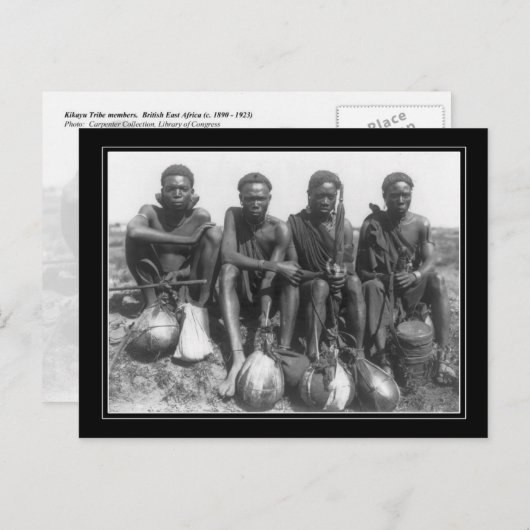 leden van de Kikayu Tribe.  Brits Oost-Afrika Briefkaart (Voorkant / Achterkant)