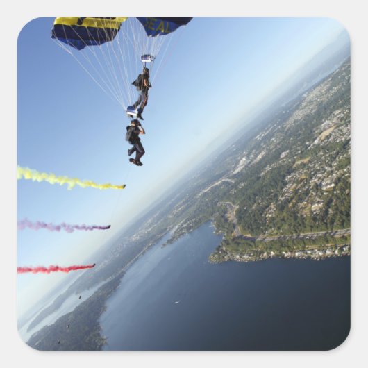 Leden van het parachuteteam van de Amerikaanse mar Vierkante Sticker (Voorkant)