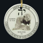 Leden van Judah Keramisch Ornament<br><div class="desc">De leeuwen van Judah vertegenwoordigen Christus (mannelijke leeuw) en zijn kerk (vrouw leeuw), alsmede de man en de vrouw van de gelovigen die het draag. Dit is ook het officiële zegel voor leden die de oorspronkelijke Christelijke Godsdienst uit Jeruzalem steunen of er deel van uitmaken, zoals gedefinieerd door de Heilige...</div>