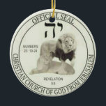 Leden van Judah Keramisch Ornament<br><div class="desc">De leeuwen van Judah vertegenwoordigen Christus (mannelijke leeuw) en zijn kerk (vrouw leeuw), alsmede de man en de vrouw van de gelovigen die het draag. Dit is ook het officiële zegel voor leden die de oorspronkelijke Christelijke Godsdienst uit Jeruzalem steunen of er deel van uitmaken, zoals gedefinieerd door de Heilige...</div>