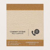 Leder | Achtergrond van bruin leder met titel Visitekaartje (Buitenkant ongevouwen)