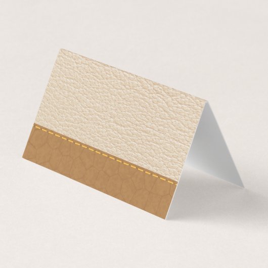 Leder | Achtergrond van bruin leder met titel Visitekaartje (Achterkant)