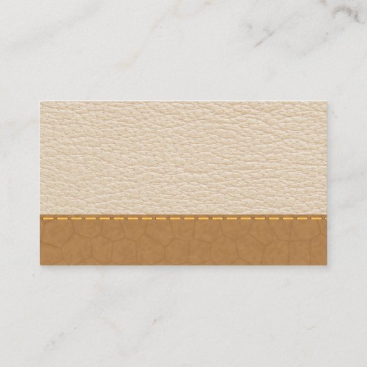 Leder | Achtergrond van bruin leder met titel Visitekaartje (Achterkant)