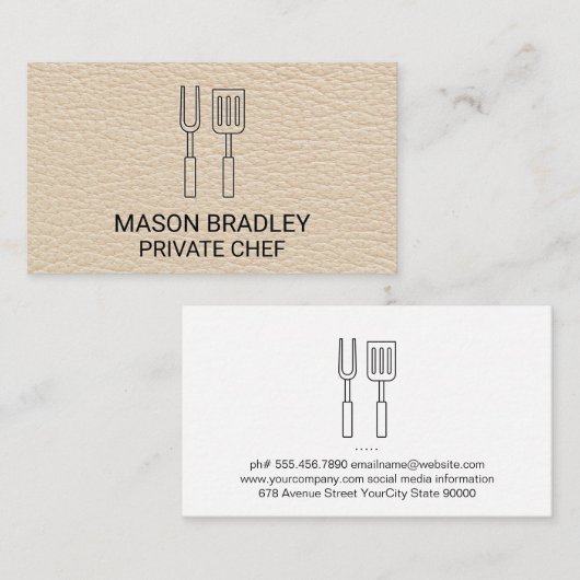 Leder | BBQ Tools Visitekaartje (Voorkant / Achterkant)