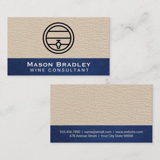 Leder | Blauw leder Visitekaartje (Voorkant / Achterkant)