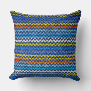 Leder Blue Chevron Stripes Pattern Kussen