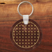  leder-bruin en goudDamaspatroon Sleutelhanger (Voorkant)