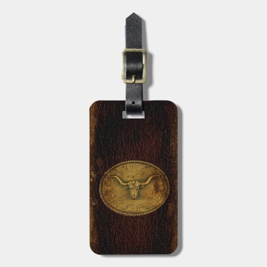 Leder Buckingsteer Bagagelabel (Voorkant verticaal)