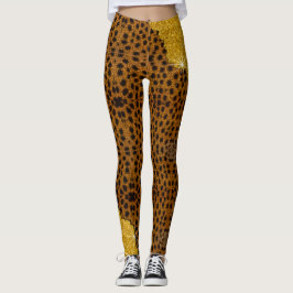 leder Cheetah Animal print met glitter Leggings