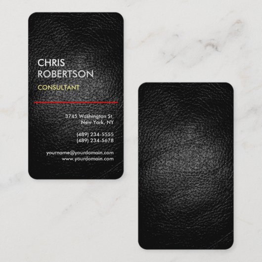 Leder-effect grijs rood-aantrekkelijk Visitekaartj Visitekaartje (Voorkant / Achterkant)