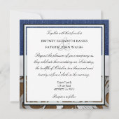 Leder en Denim Damask Westerne huwelijksuitnodigin Kaart (Achterkant)