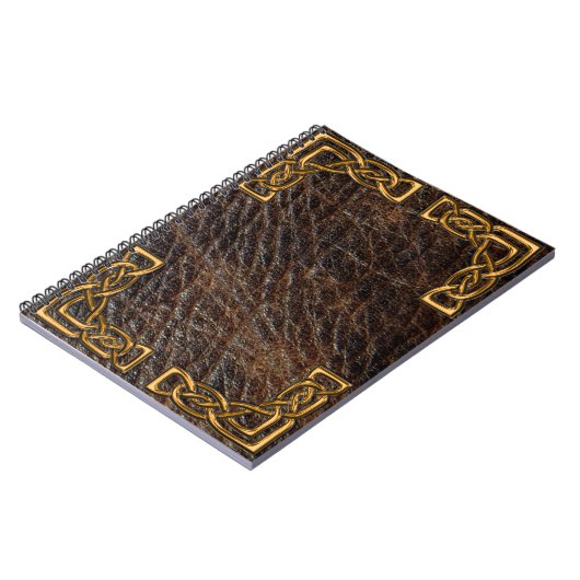 Leder- en goudcellaptop notitieboek (Linkerzijde)