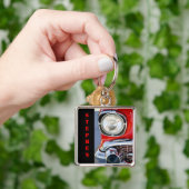 Leder en kant Klassieke auto met naam Sleutelhanger (Hand)