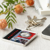 Leder en kant Klassieke auto met naam Sleutelhanger (Zijkant)