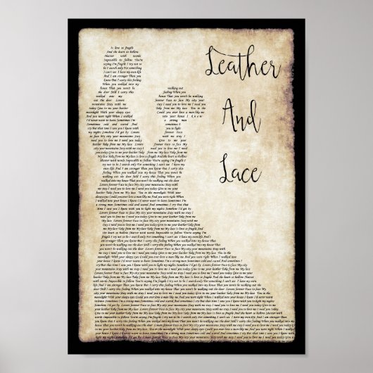 Leder en Lace Song Lyric Man Lady Dancing Print (Voorkant)