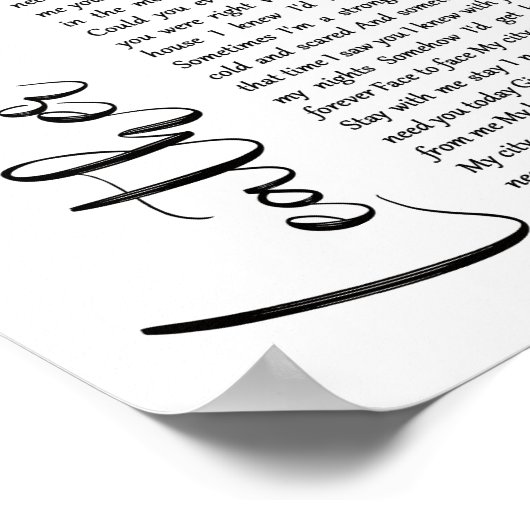 Leder en Lace White Script Song Lyric Print (Hoek)