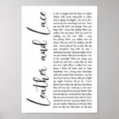 Leder en Lace White Script Song Lyric Print (Voorkant)