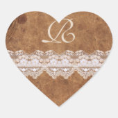  leder- en lakmonogram-envelop hart sticker (Voorkant)