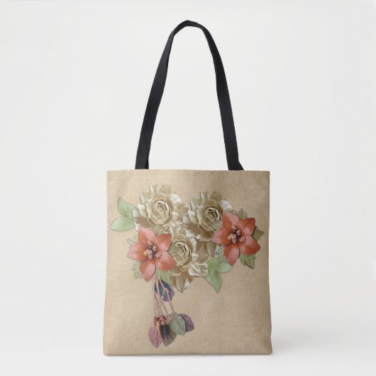 Leder- en langwerpbladerkunst tote bag (Voorkant)