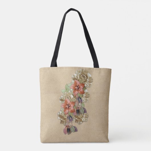 Leder- en langwerpbladerkunst tote bag (Achterkant)