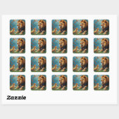 leder en mantel vierkante sticker (Vel)
