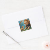 leder en mantel vierkante sticker (Envelop)