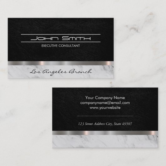 Leder en marmer met metalen afwerking visitekaartje (Voorkant / Achterkant)