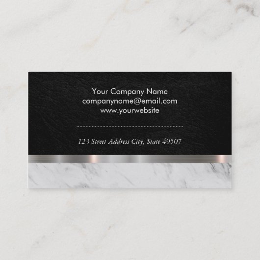 Leder en marmer met metalen afwerking visitekaartje (Achterkant)