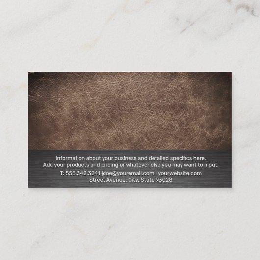 Leder en metaal | Gouden gebouwen in reliëf Visitekaartje (Achterkant)