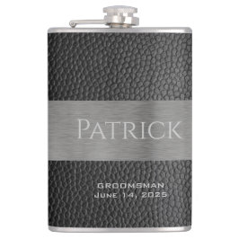 Leder- en metaal-maatkolf heupfles